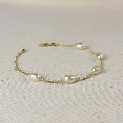 18k Gold Filled Spaced Baroque Pearl Bracelet GoldFi