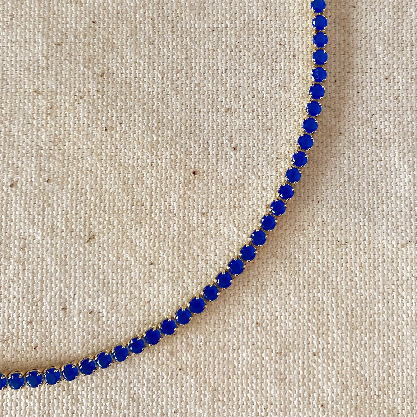 18k Gold Filled 3mm Cubic Zirconia Royal Blue Necklace GoldFi