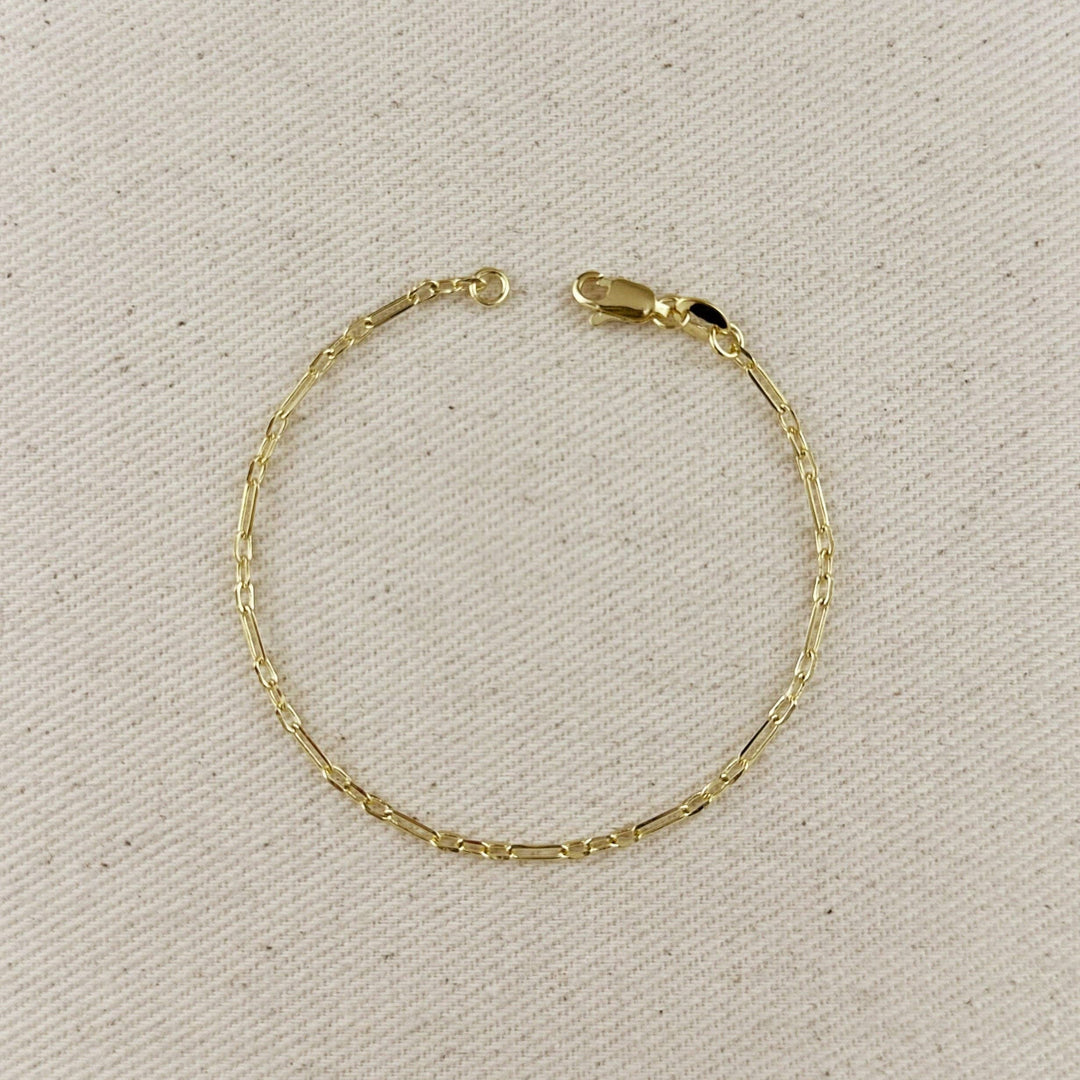 18k Gold Filled 2.1mm 3x1 Alternated Paperclip Bracelet