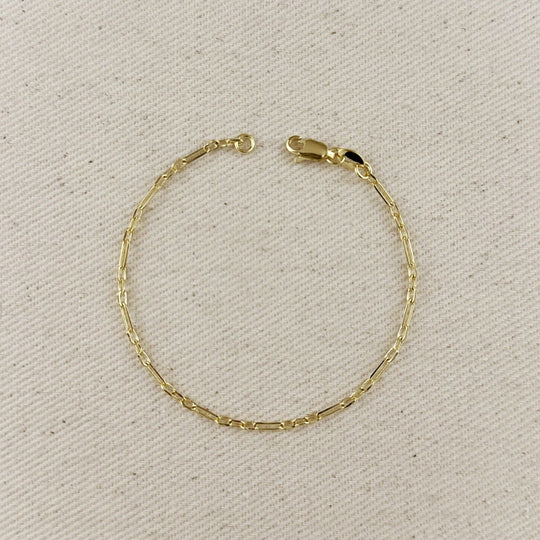 18k Gold Filled 2.1mm 3x1 Alternated Paperclip Bracelet