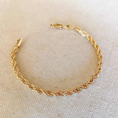 18k Gold Filled 4mm Rope Bracelet GoldFi