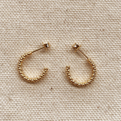 18k Gold Filled Cluster Beads Semi Hoop Earrings GoldFi