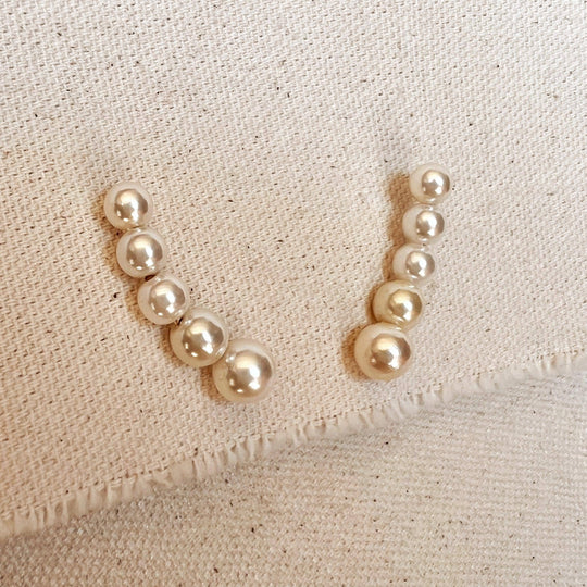 18k Gold Filled Pearl Ear Climber - Beloved Boutique 