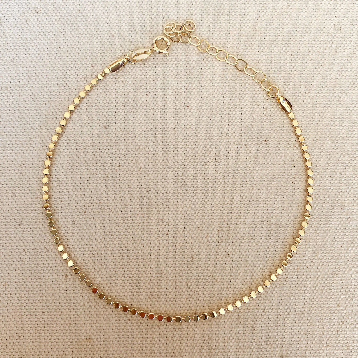 18k Gold Filled 2.0mm Flat Ball Chain Anklet GoldFi
