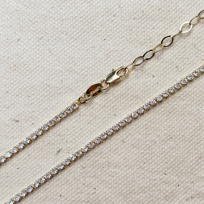 18k Gold Filled 2mm CZ Tennis Necklace GoldFi