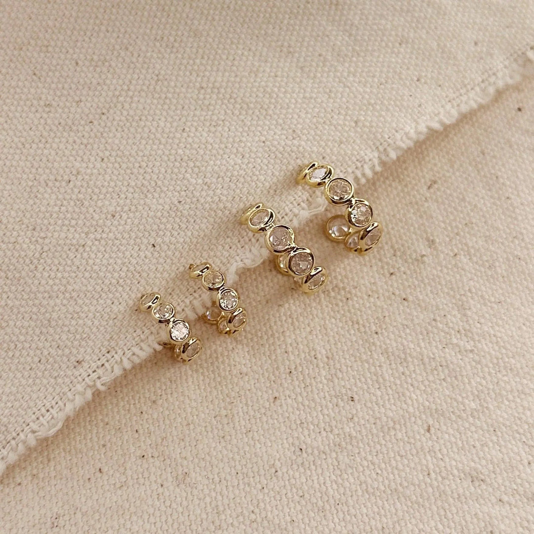 Bezel CZ C - Hoop Earrings - Beloved Boutique