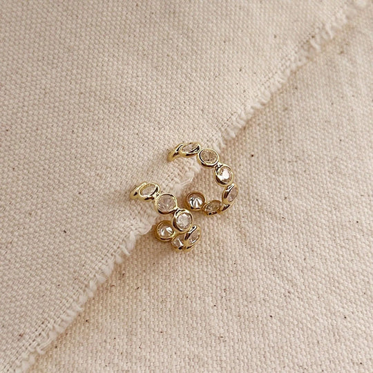Bezel CZ C - Hoop Earrings - Beloved Boutique