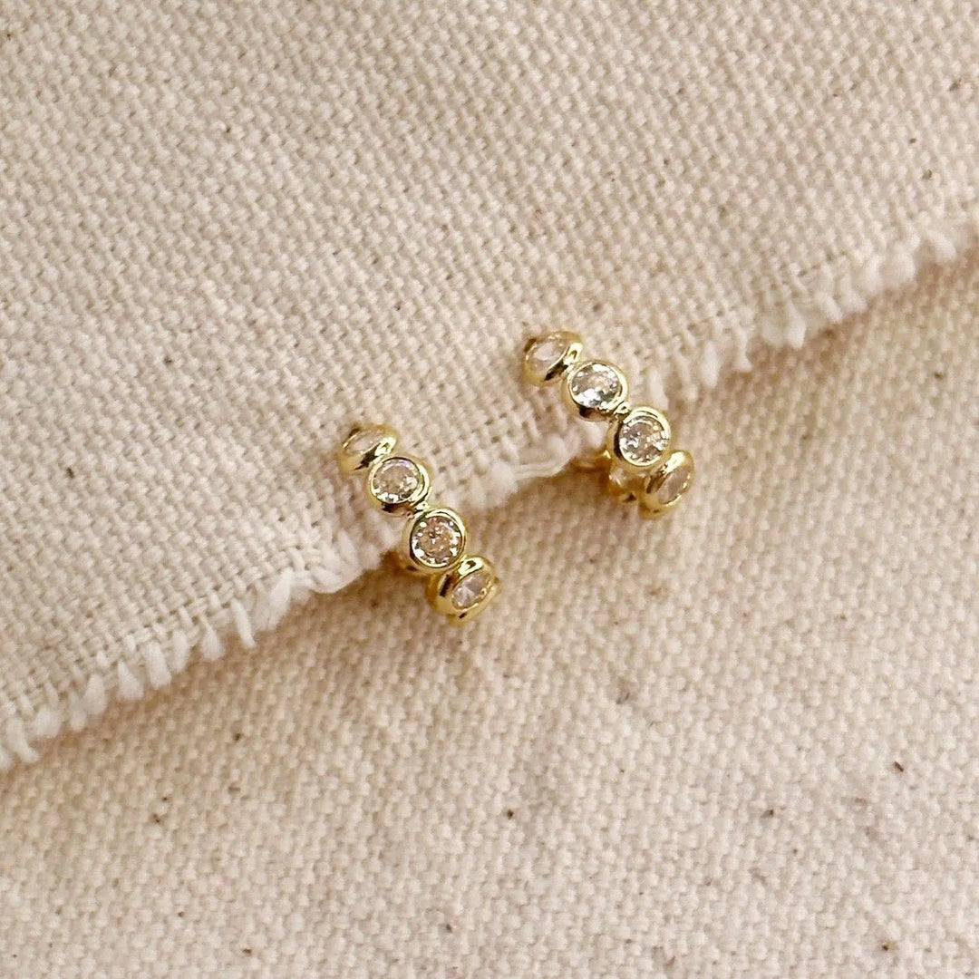 Bezel CZ C - Hoop Earrings - Beloved Boutique