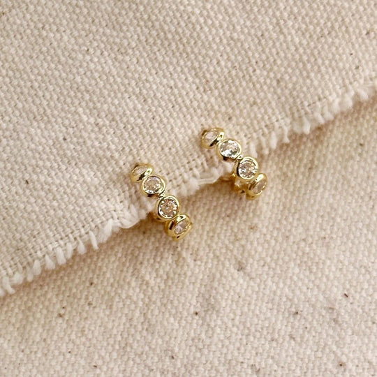 Bezel CZ C - Hoop Earrings - Beloved Boutique