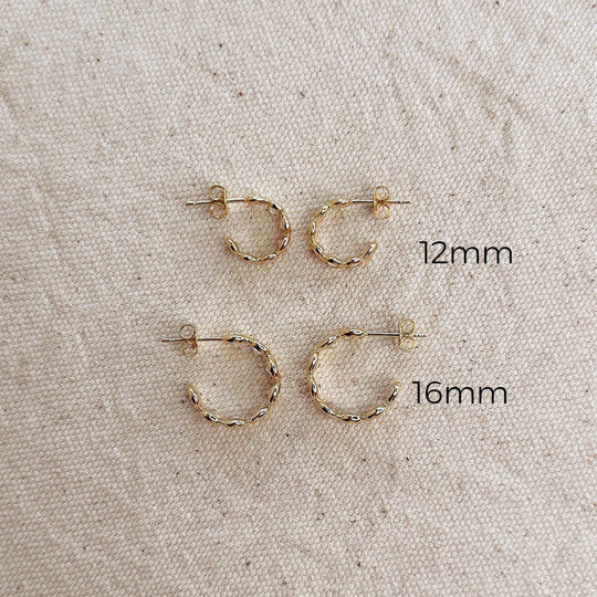 Bezel CZ C - Hoop Earrings - Beloved Boutique