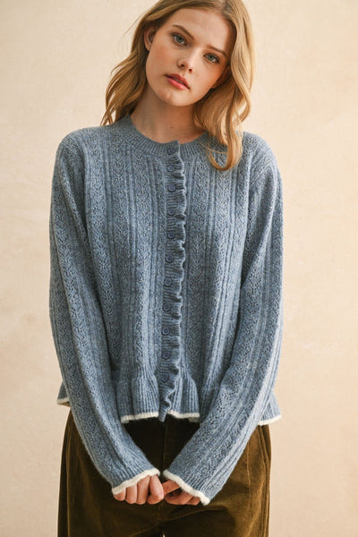 Birdie Ruffle Cardigan - Beloved Boutique