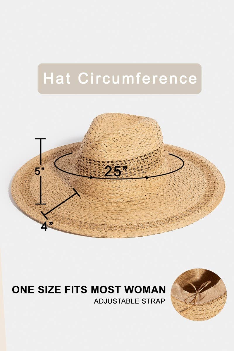 Boho Flat Brim Straw Hat - Beloved Boutique