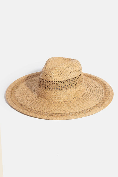 Boho Flat Brim Straw Hat - Beloved Boutique