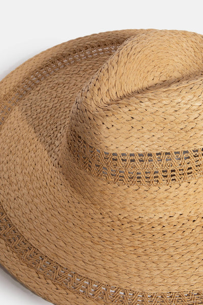Boho Flat Brim Straw Hat - Beloved Boutique