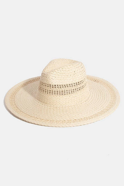 Boho Flat Brim Straw Hat - Beloved Boutique