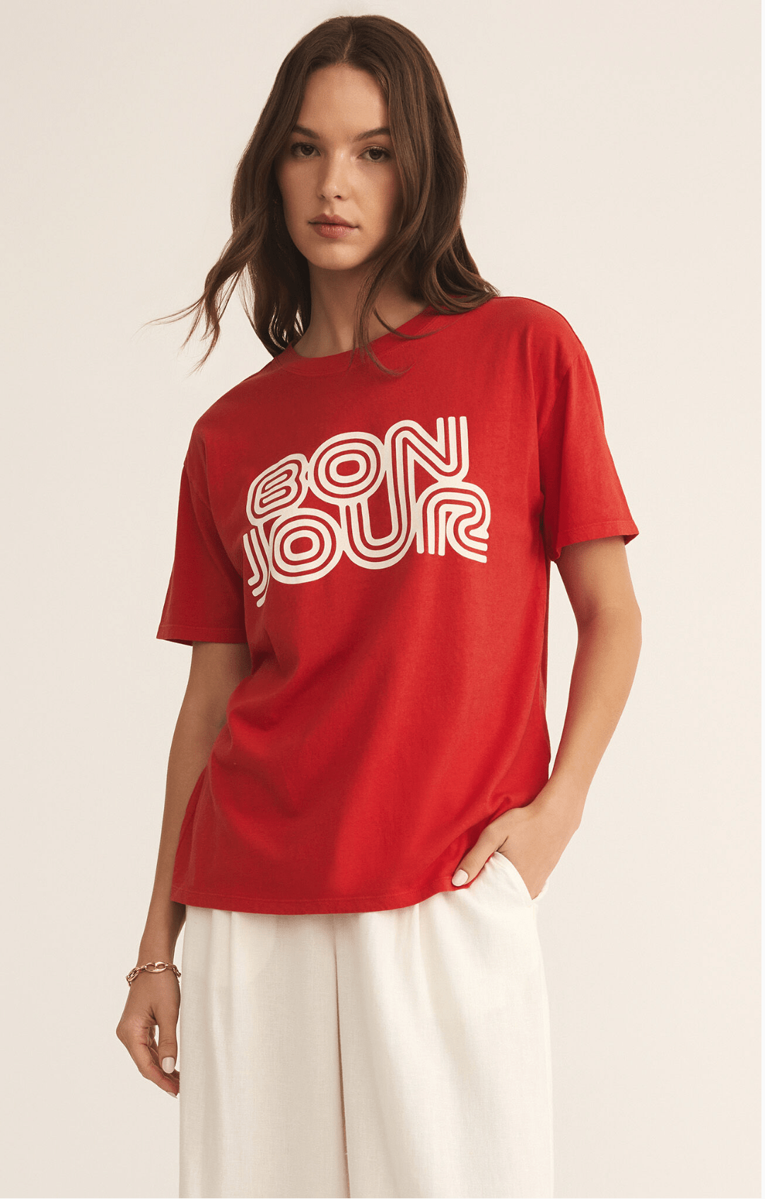 Bonjour Boyfriend Tee - Beloved Boutique