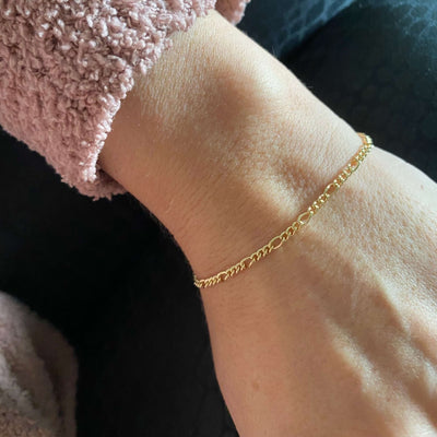 Bracelet 18k Gold Filled 2mm Rounded 3x1 Figaro Chain - Beloved Boutique