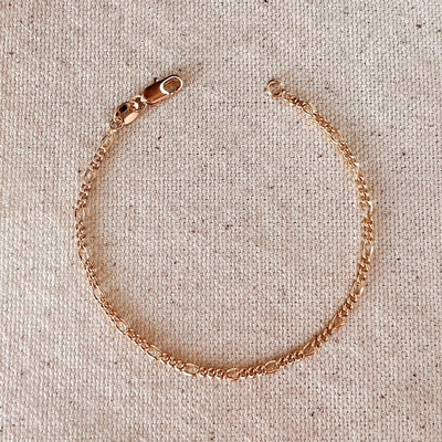 Bracelet 18k Gold Filled 2mm Rounded 3x1 Figaro Chain - Beloved Boutique