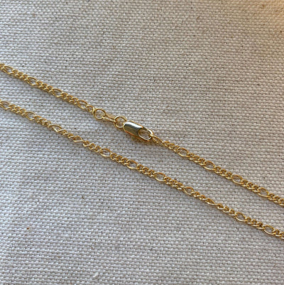 Bracelet 18k Gold Filled 2mm Rounded 3x1 Figaro Chain - Beloved Boutique