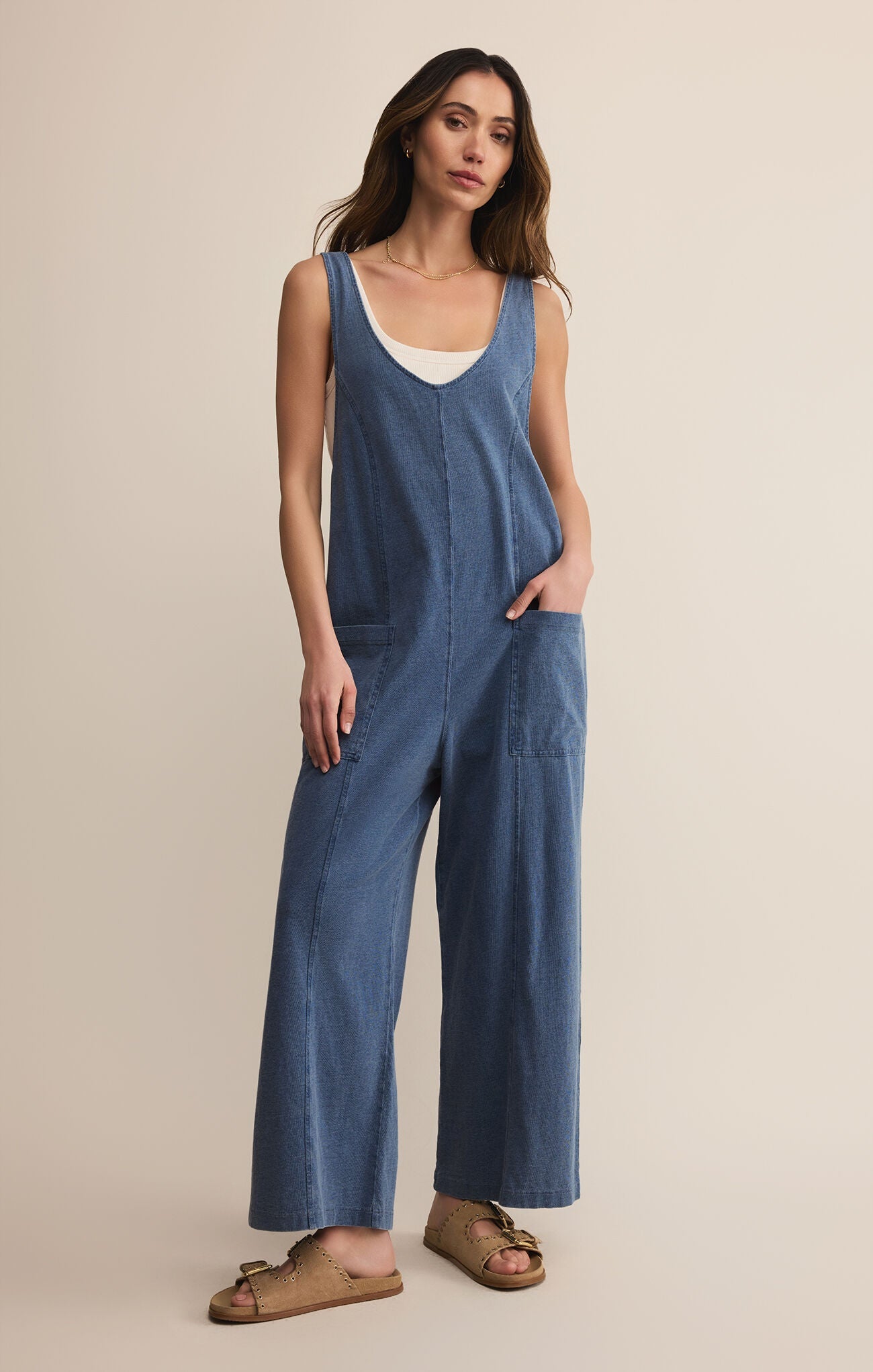 Brasilia Jersey Denim Jumpsuit - Beloved Boutique