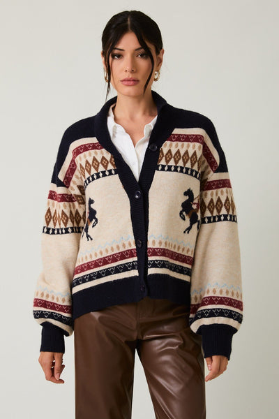 Bronco Graphic Cardigan - Beloved Boutique