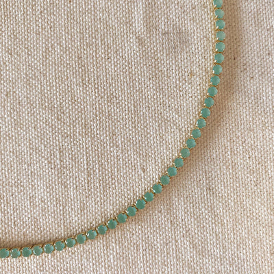 18k Gold Filled 3mm Mint Cubic Zirconia Necklace GoldFi
