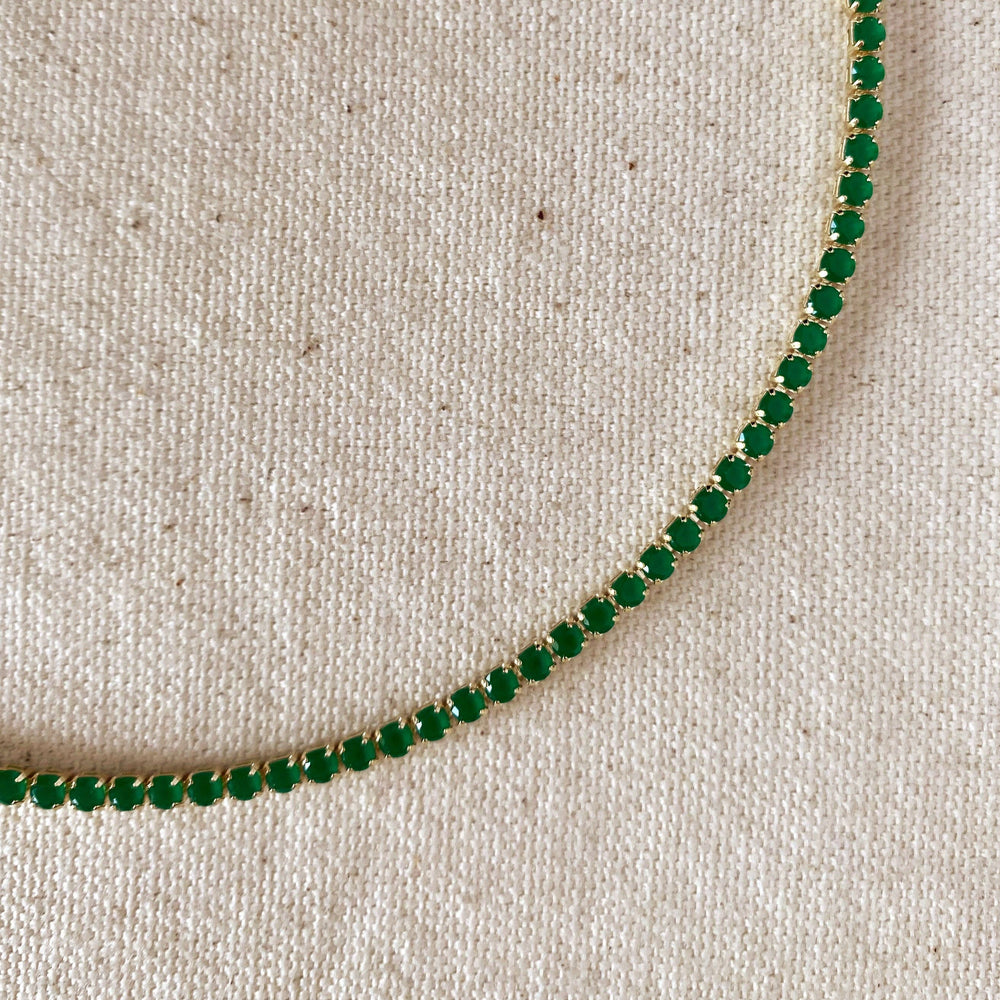 18k Gold Filled 3mm Cubic Zirconia Emerald Necklace - Beloved Boutique 