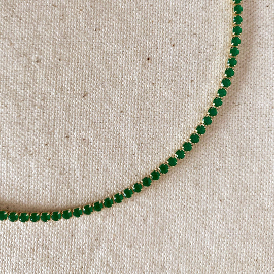 18k Gold Filled 3mm Cubic Zirconia Emerald Necklace - Beloved Boutique 