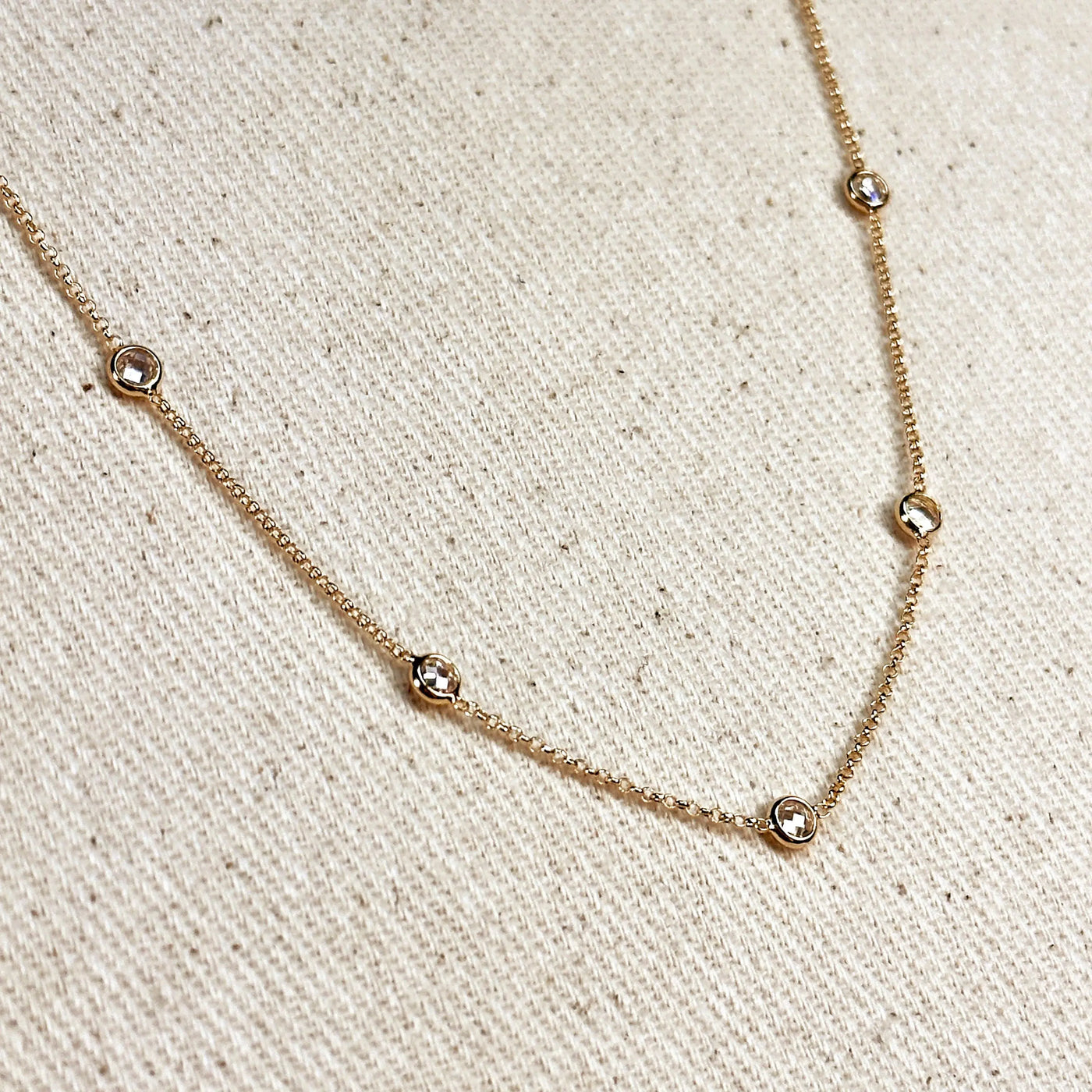 18k Gold Filled Bezel CZ Necklace GoldFi