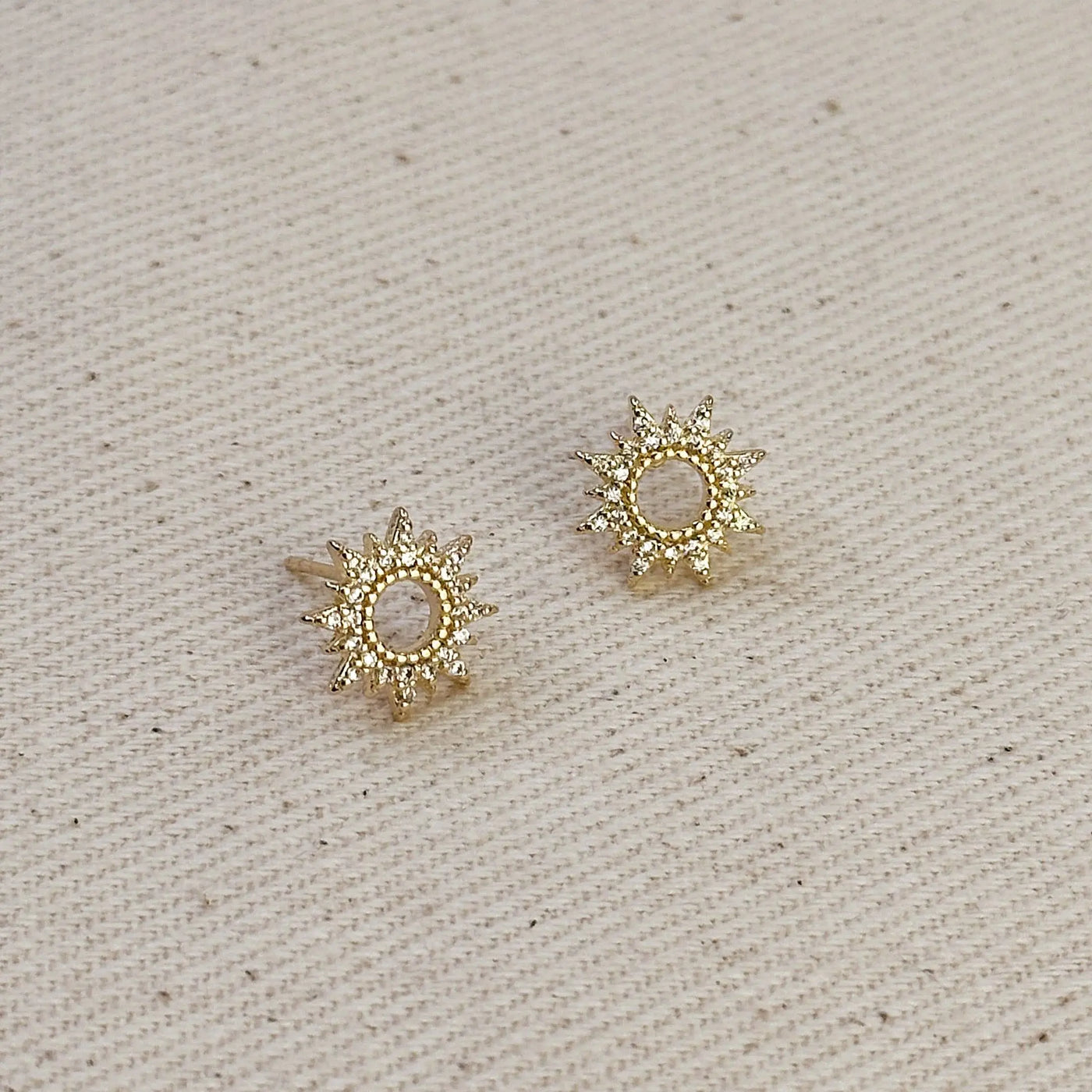 18k Gold Filled Round Spike CZ Stud Earrings GoldFi