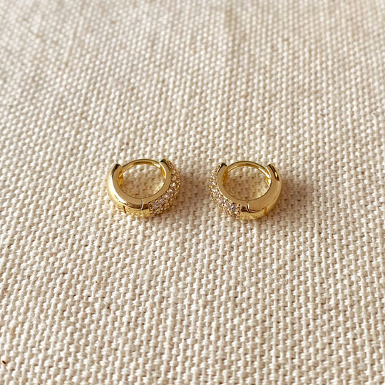18k Gold Filled Mini Hoop Earrings With Cubic Zirconia Detail GoldFi