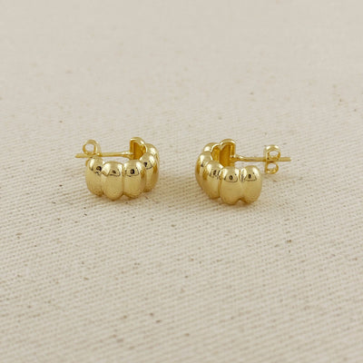 18k Gold Filled Scalloped C-Hoop Earrings GoldFi