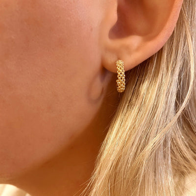 18k Gold Filled Cluster Beads Semi Hoop Earrings GoldFi