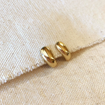 18k Gold Filled Polished Curved Stud Earrings GoldFi
