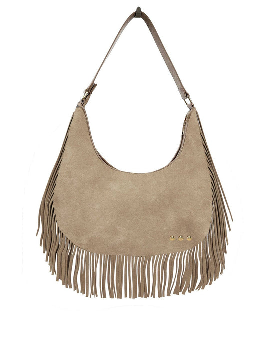 Loretta Suede Fringe Slouchy Bag