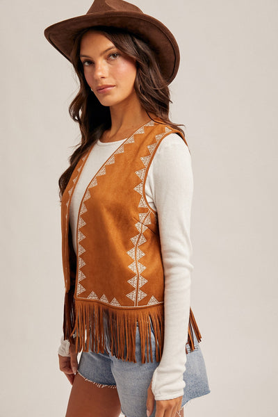 Clare Fringe Suede Vest - Beloved Boutique