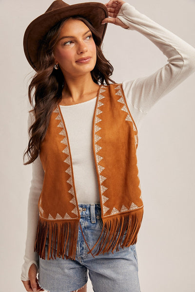 Clare Fringe Suede Vest - Beloved Boutique