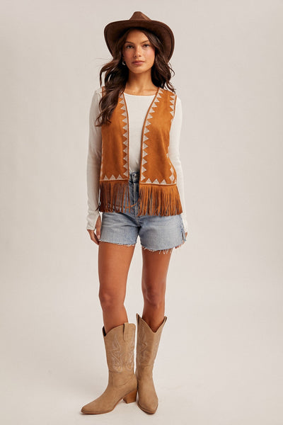 Clare Fringe Suede Vest - Beloved Boutique