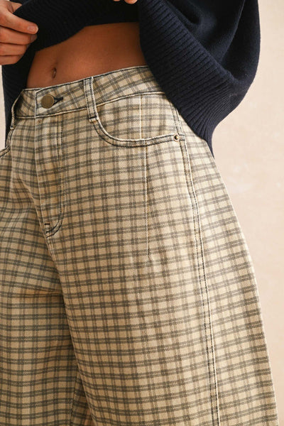 Coco Checker Barrel Pants - Beloved Boutique