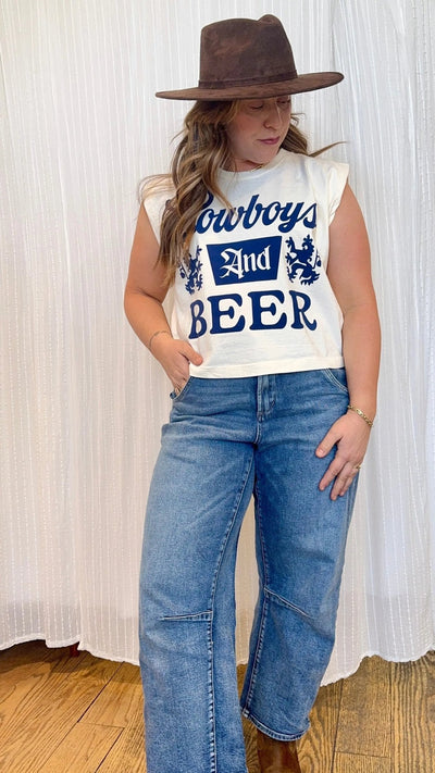 Cowboys & Beer Muscle Tank - Beloved Boutique