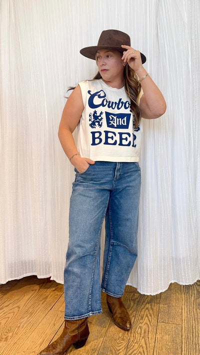 Cowboys & Beer Muscle Tank - Beloved Boutique