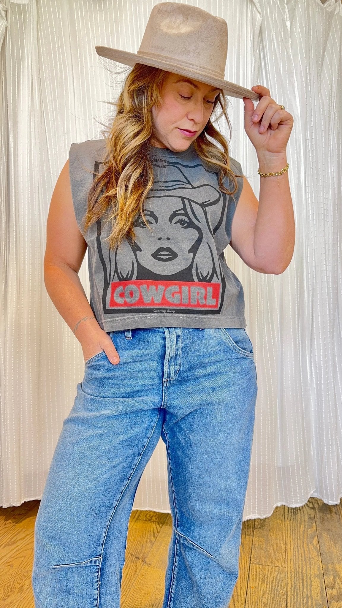 Cowgirl Muscle Crop Top - Beloved Boutique