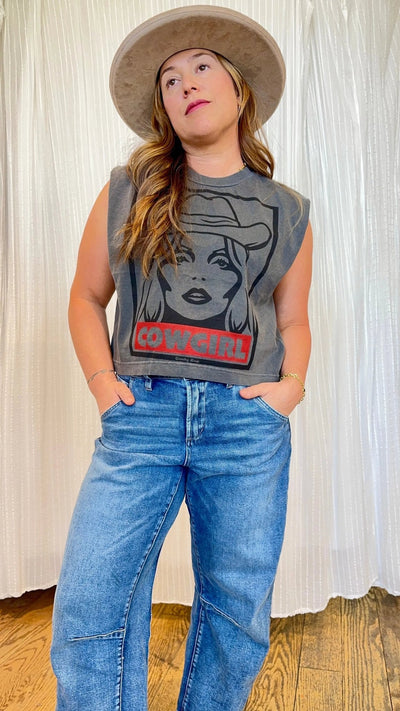 Cowgirl Muscle Crop Top - Beloved Boutique