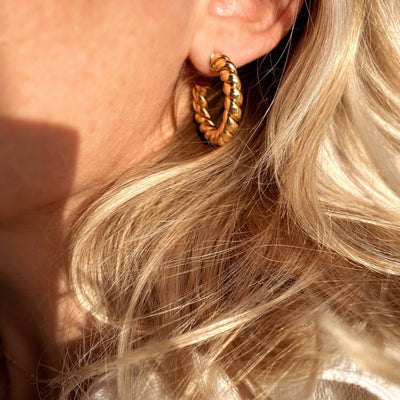 Croissant Twisted C Hoop Earrings - Beloved Boutique
