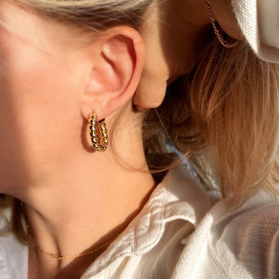 Croissant Twisted C Hoop Earrings - Beloved Boutique