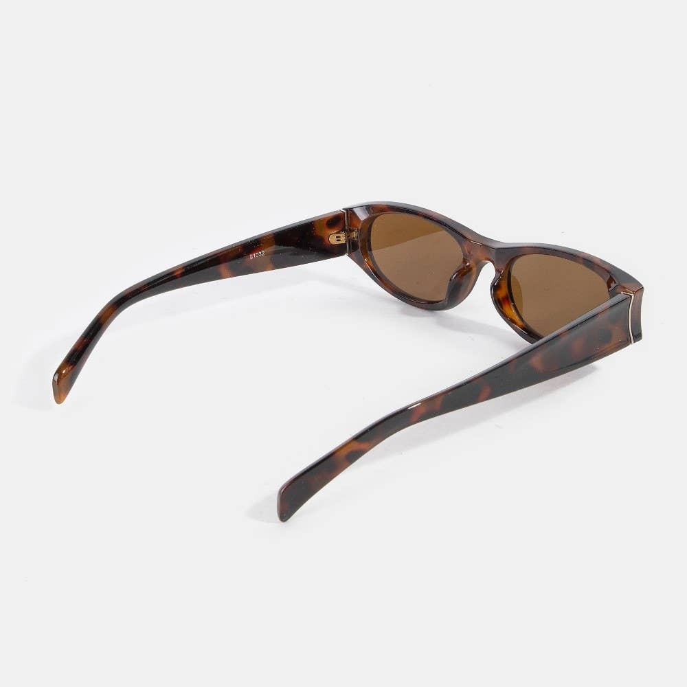 Slim Oval Rectangle Retro Frame Sunglasses - Beloved Boutique 