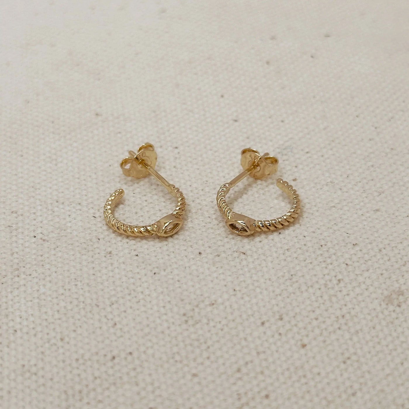 18k Gold Filled Mini CZ Eye C Hoop Earrings GoldFi