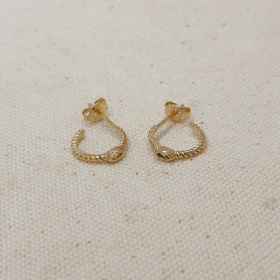18k Gold Filled Mini CZ Eye C Hoop Earrings GoldFi