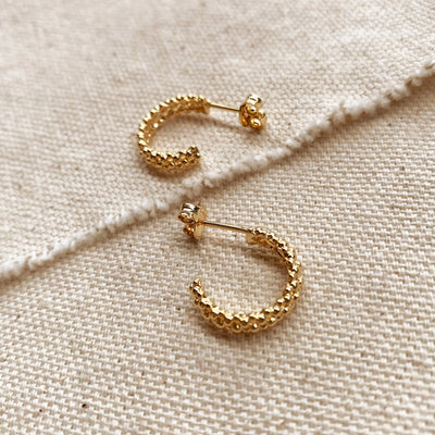 18k Gold Filled Cluster Beads Semi Hoop Earrings GoldFi