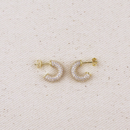 Iced Out C Hoop Earrings with Micro CZ Stones